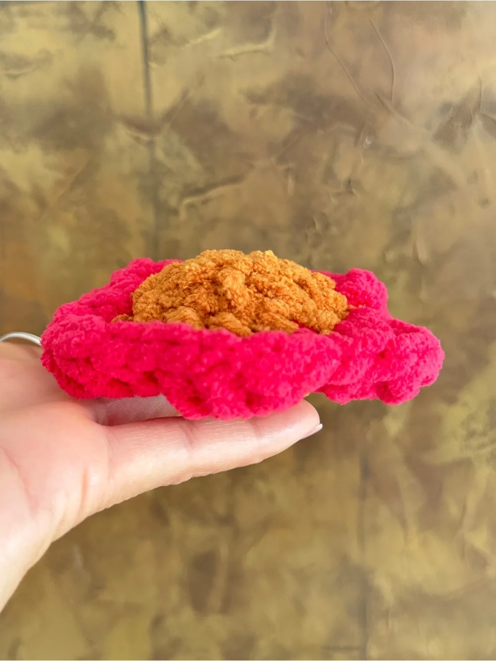 Handmade Pink & Brown Floral Keychain - Women Accessories